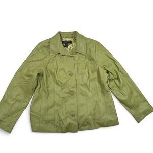 Lane Bryant Womens Leather Jacket Chartreuse Green Blazer Plus Size 18/20